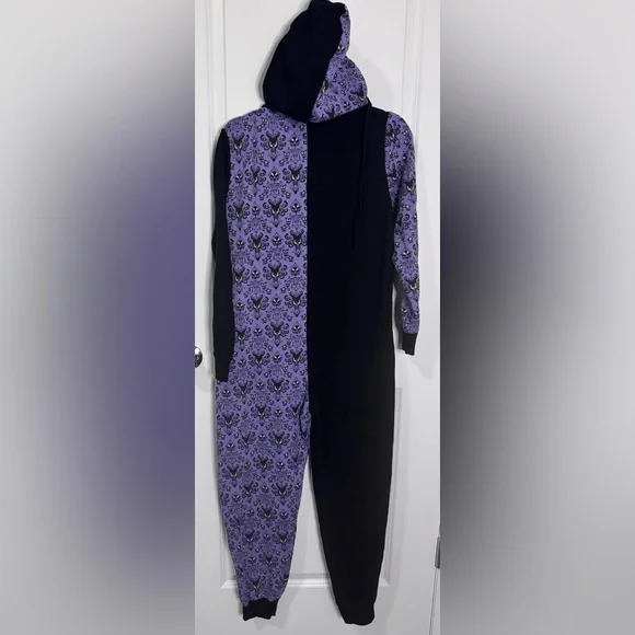 NWOT Disney Parks Haunted Mansion adult one-piece hooded pajama jumpsuit Sz Med